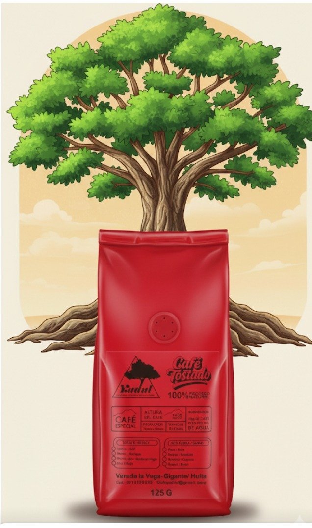 Bolsa roja de café tostado Yadul Coffee de 125 gramos